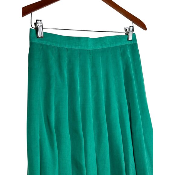 JAC DALE Midi Skirt Sz 12 Jade Green Pleated Purple Button Front Retro Vintage - Picture 4 of 8